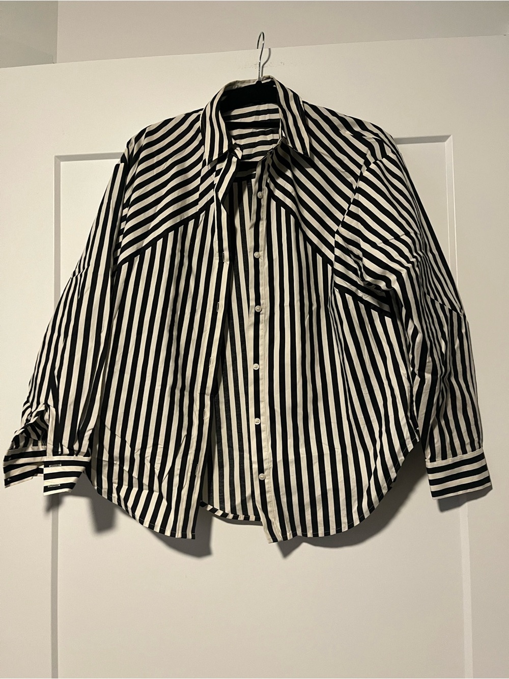 Express Black & White Striped Button-Down Shirt